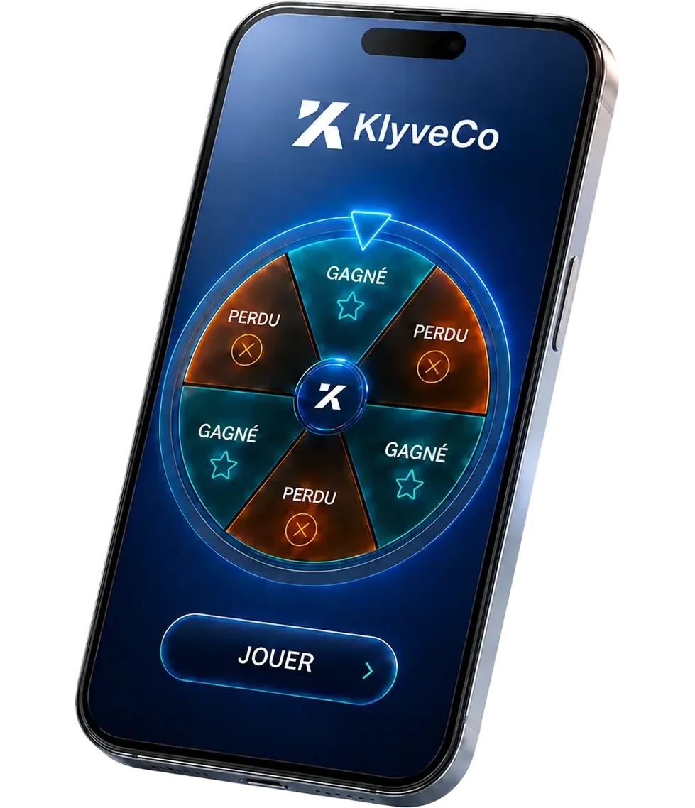 Roue de la chance KlyveCo en cours de jeu sur smartphone du client