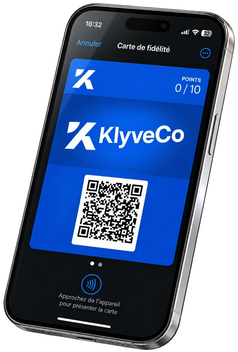 Carte de fidélité KlyveCo dans le Wallet du client